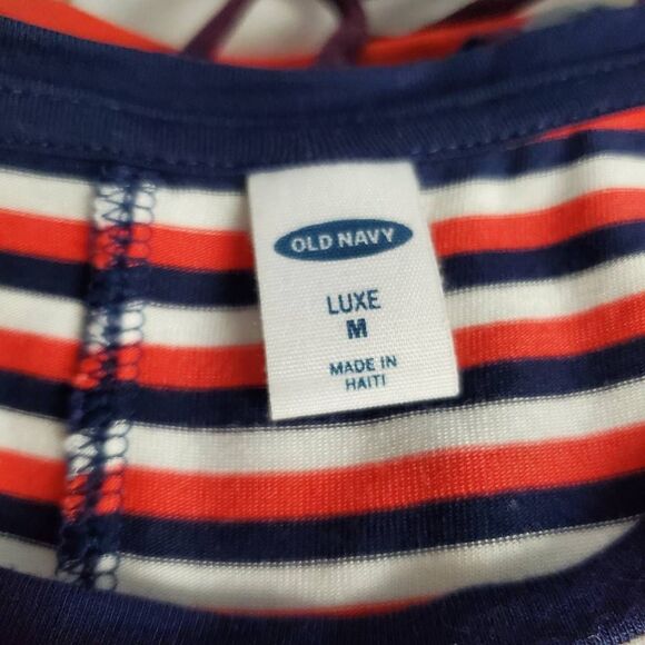 Old Navy Luxe Red White Blue Stripe Sleeveless Tank Top Women’s Medium - Picture 5 of 6